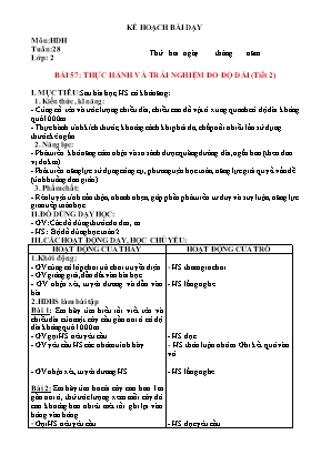 Giáo án môn Toán Lớp 2 - Tuần 28 (Bộ sách Kết nối tri thức với cuộc sống)
